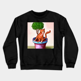 Cat Design- Tree, Plant and cat Crewneck Sweatshirt